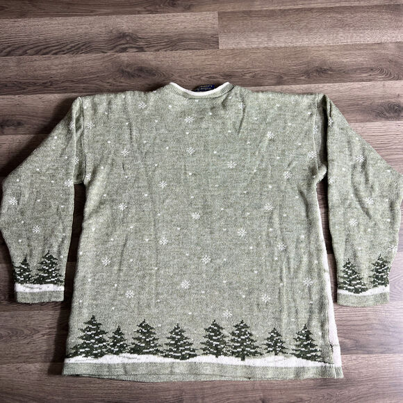 VTG Willow Ridge Sweater Womans Medium Acrylic Winter Snowman Nature Made in USA - Picture 3 of 8
